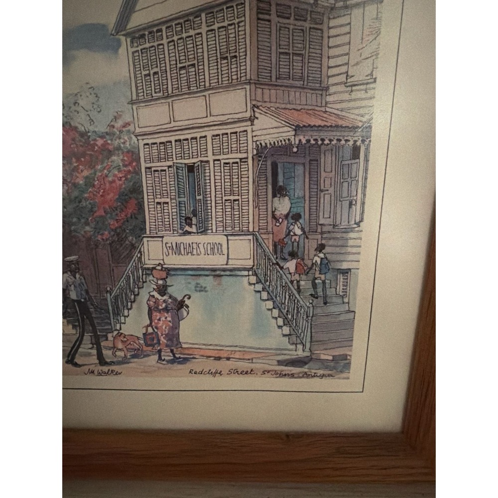 Jill Walker Antigua St Michaels School Redcliffe Street Framed Caribbean Art - Picture 4 of 7